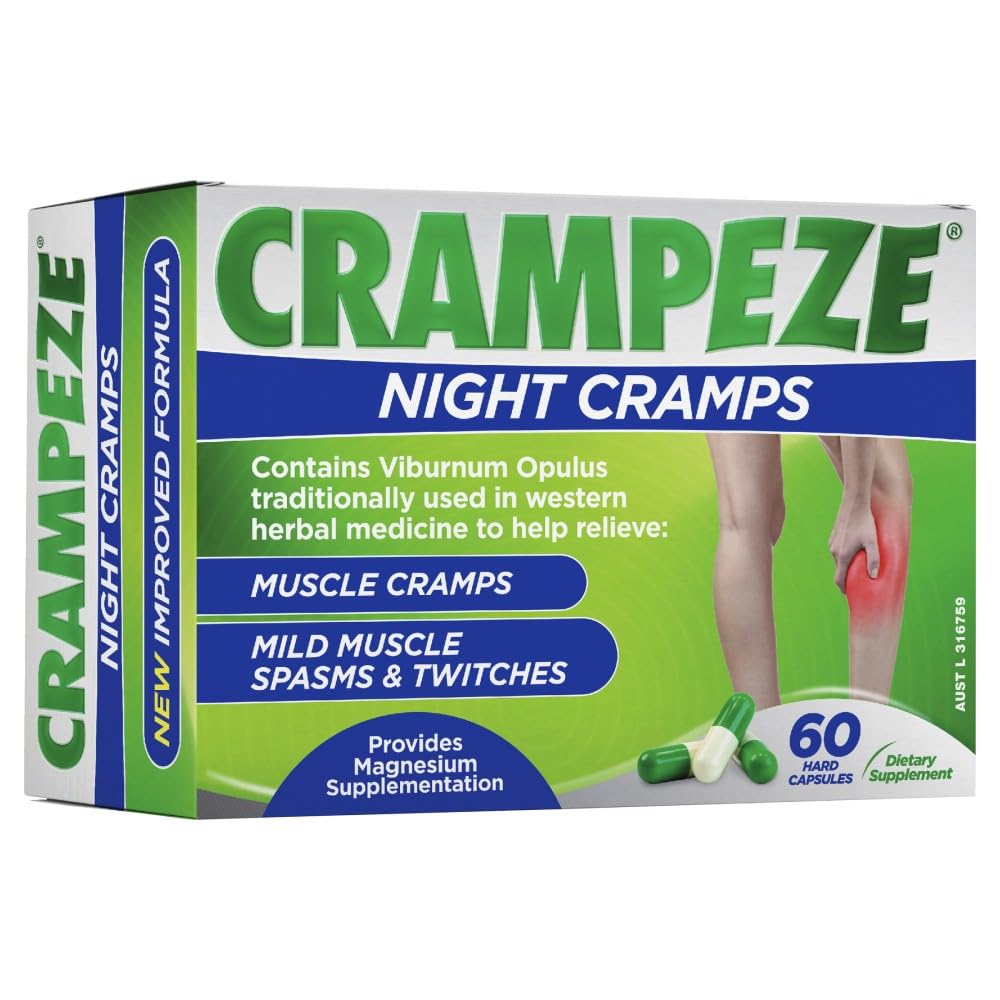 Crampeze Night Cramps Natural Relief of Muscle Cramps, Spasms & Tired Legs 60 Capsules - TrustMedUSA