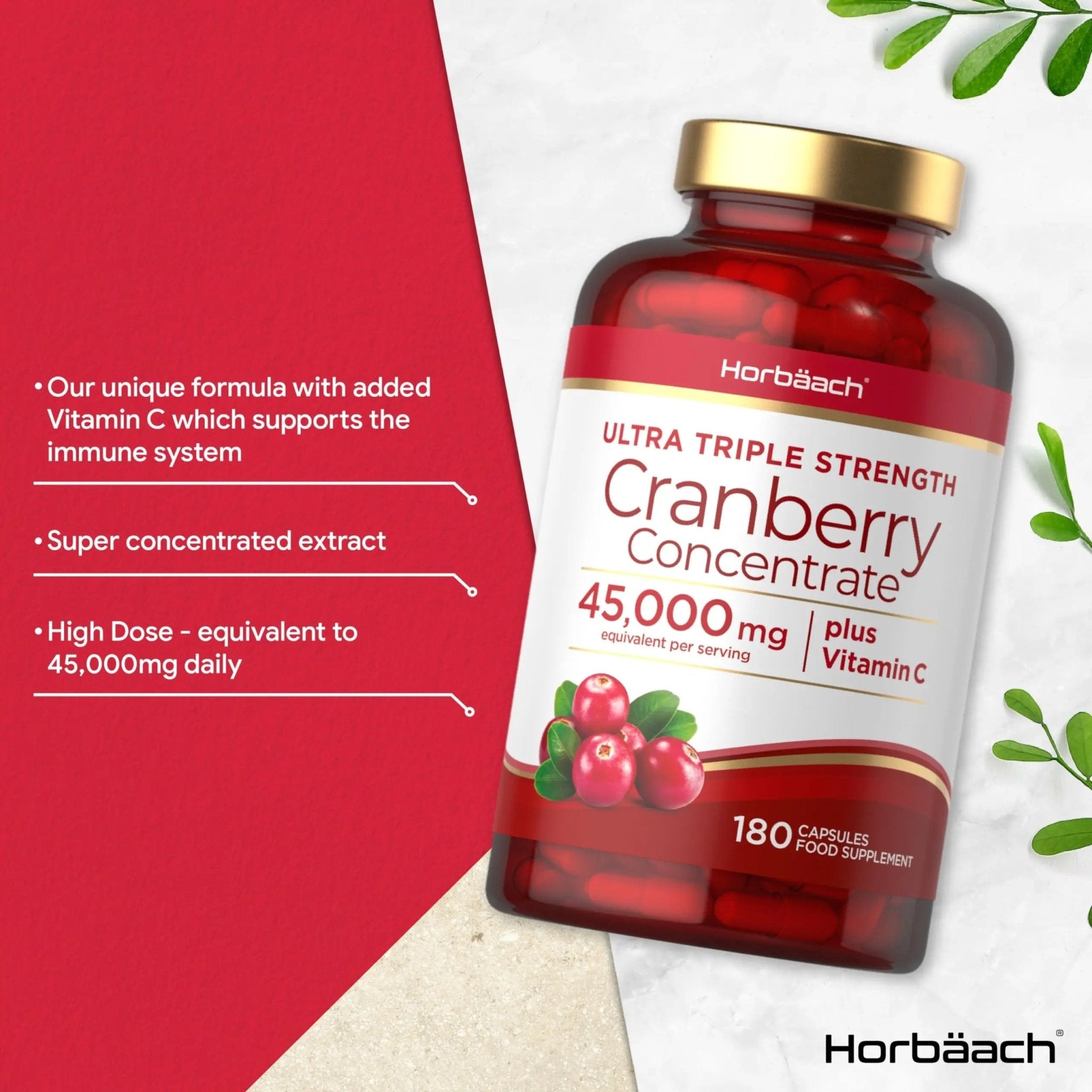 Cranberry Capsules 45,000 mg | High Strength Cranberry Extract with Vitamin C - TrustMedUSA