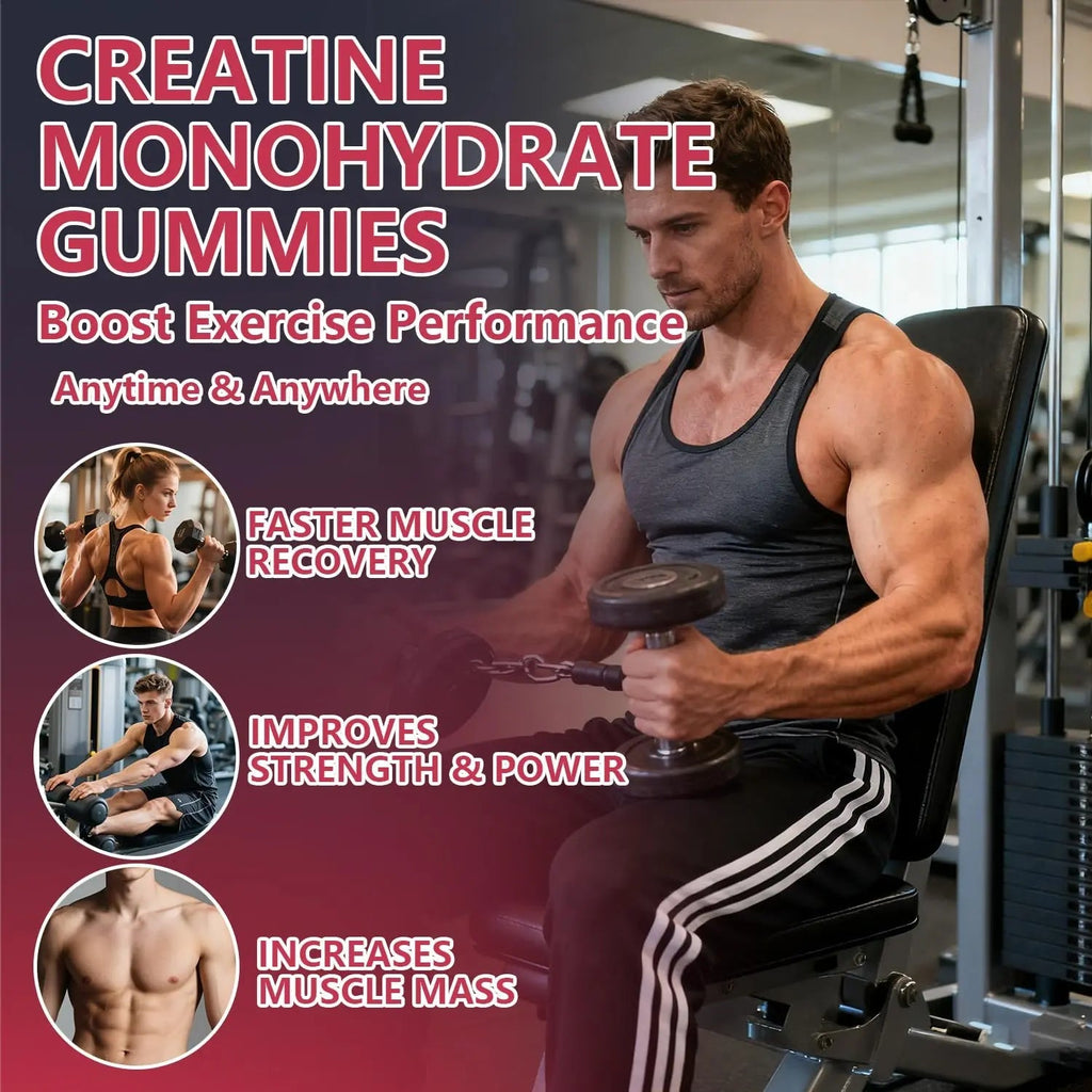 Crasye Creatine Gummies Complex 8000mg for Men and Women Creatine Monohydrate Gummy with BCAA Taurine for Muscle Strength and Energy Boost Sugar - TrustMedUSA