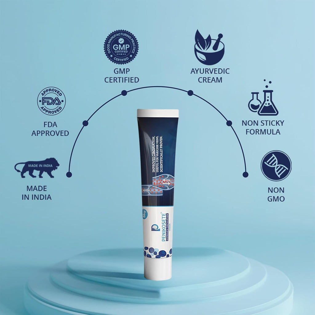 Cream Ayurvedic Solution for Management of Varicose Veins, Spider Veins, Varicocele Helps Reach The Root Cause of varicose Veins Reduces Cramps, Itching & Swelling. Single Tube (25 GMS). - TrustMedUSA