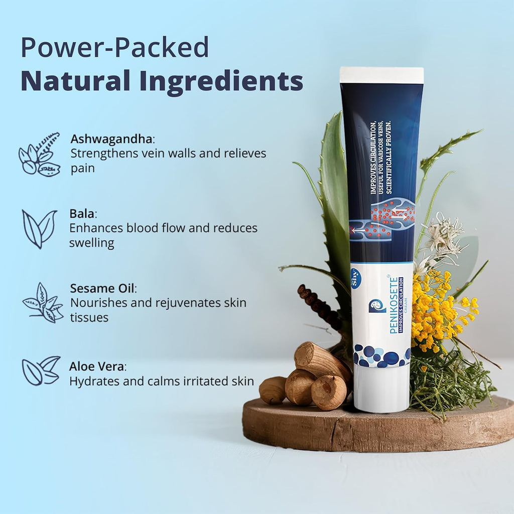 Cream Ayurvedic Solution for Management of Varicose Veins, Spider Veins, Varicocele Helps Reach The Root Cause of varicose Veins Reduces Cramps, Itching & Swelling. Single Tube (25 GMS). - TrustMedUSA