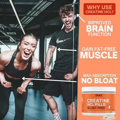 Creatine HCL Pills - Muscle Growth, Endurance, No Bloat, No Load, Not Flavored - TrustMedUSA