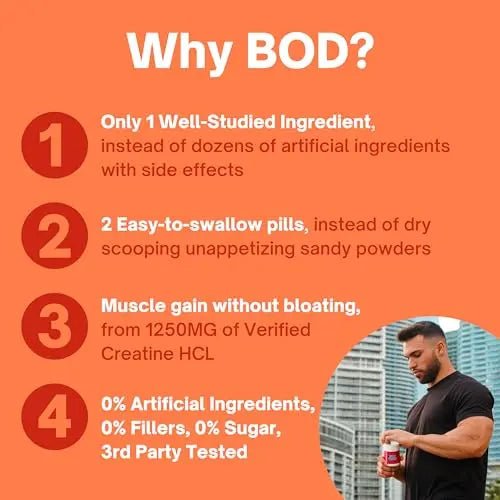 Creatine HCL Pills - Muscle Growth, Endurance, No Bloat, No Load, Not Flavored - TrustMedUSA