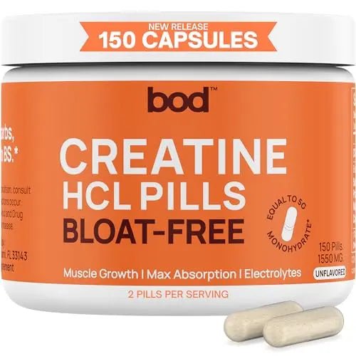 Creatine HCL Pills - Muscle Growth, Endurance, No Bloat, No Load, Not Flavored - TrustMedUSA