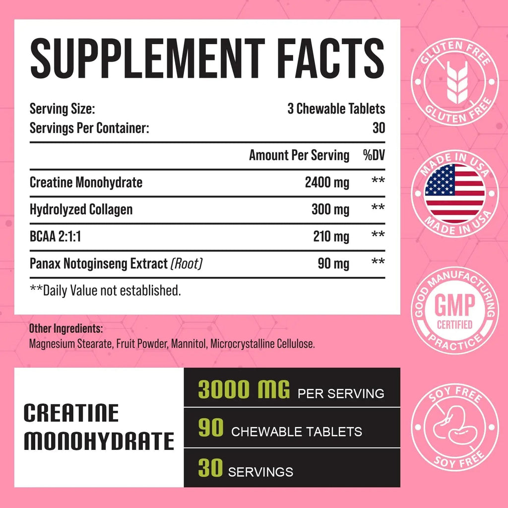 Creatine Monohydrate for Women, Creatine Supplement 3000mg, with Hydrolyzed - TrustMedUSA