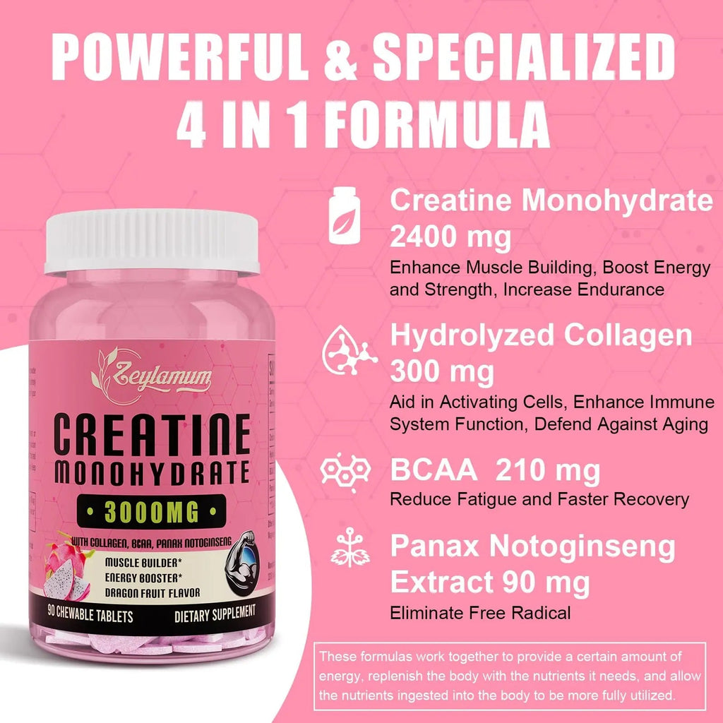 Creatine Monohydrate for Women, Creatine Supplement 3000mg, with Hydrolyzed - TrustMedUSA