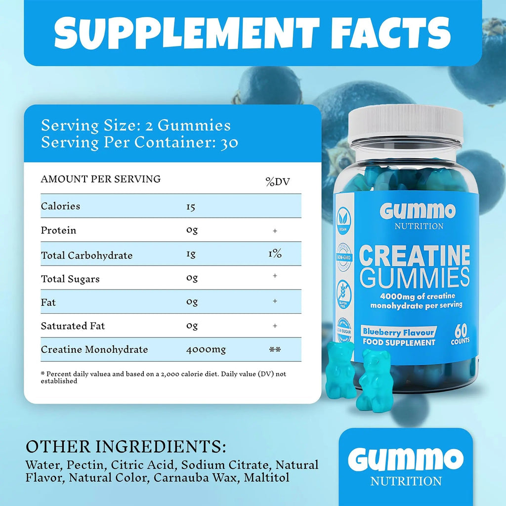 Creatine Monohydrate Gummies 4000mg for Men & Women - 60 Chewable Creatine - TrustMedUSA