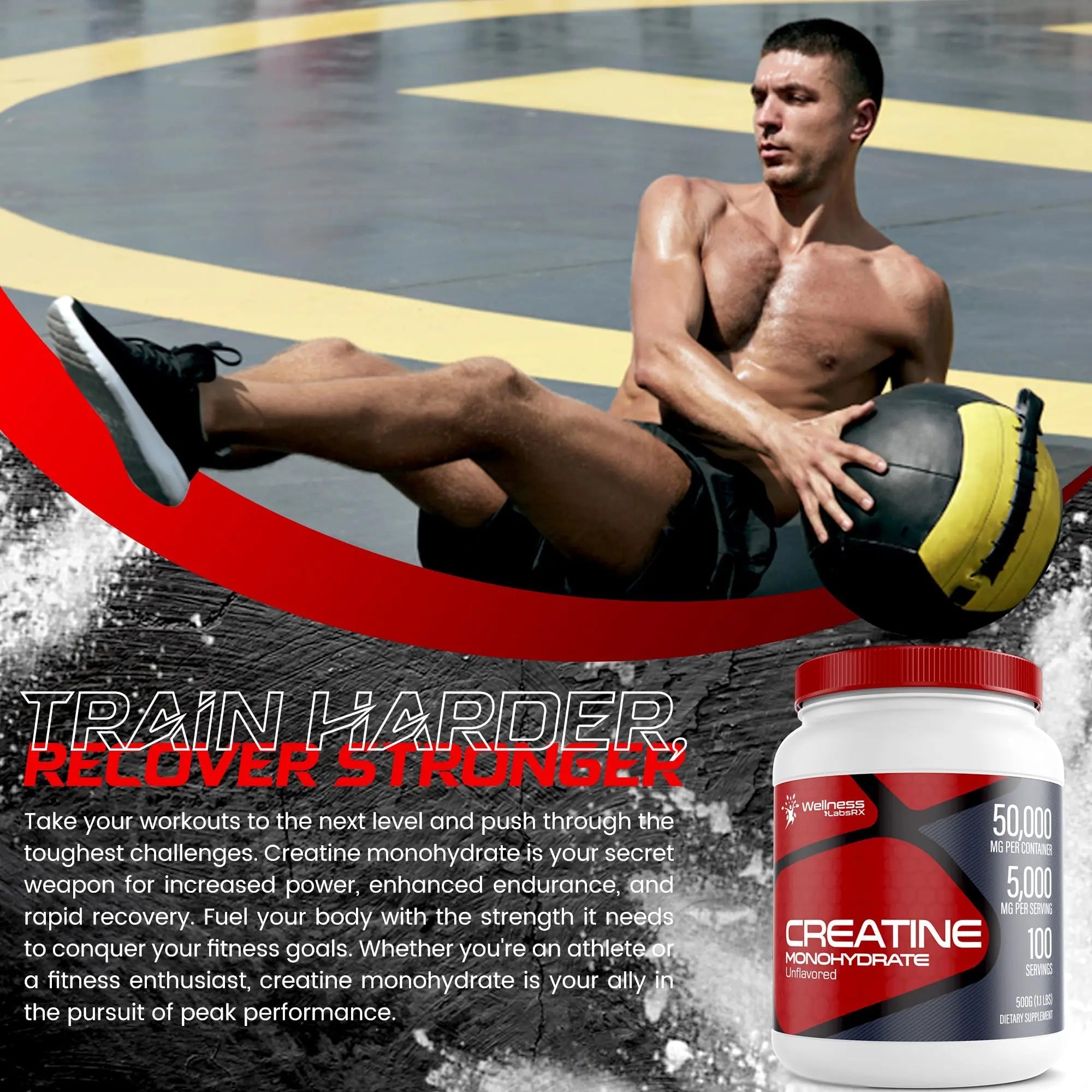 Creatine Monohydrate Powder - 5000mg Micronized for Muscle Growth, Enhanced - TrustMedUSA