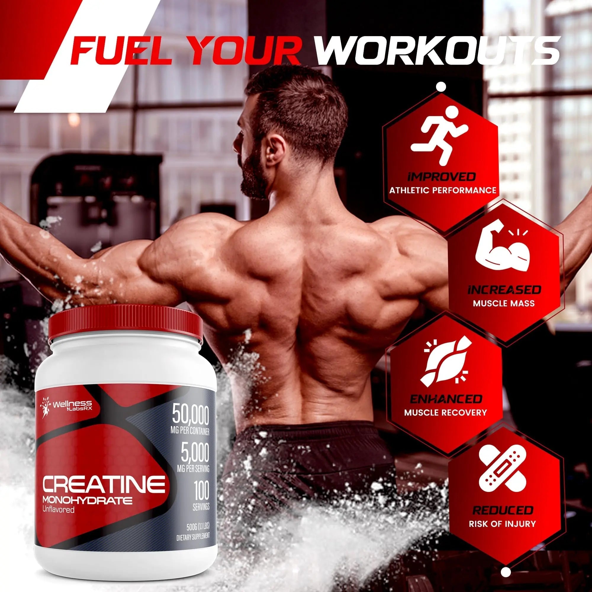 Creatine Monohydrate Powder - 5000mg Micronized for Muscle Growth, Enhanced - TrustMedUSA