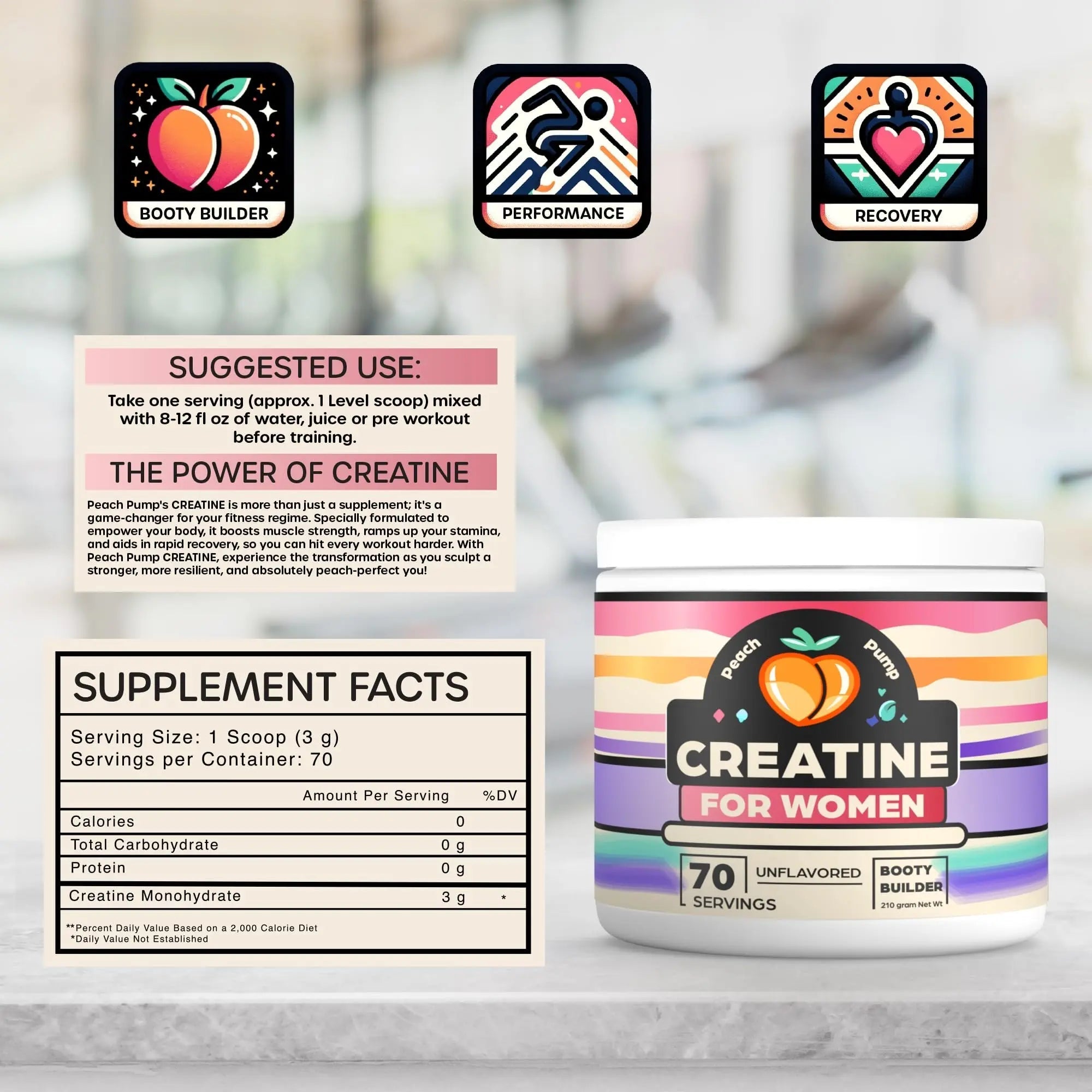 Creatine Supplement for Women's Booty Gains - Unflavored Micronized Creatine - TrustMedUSA