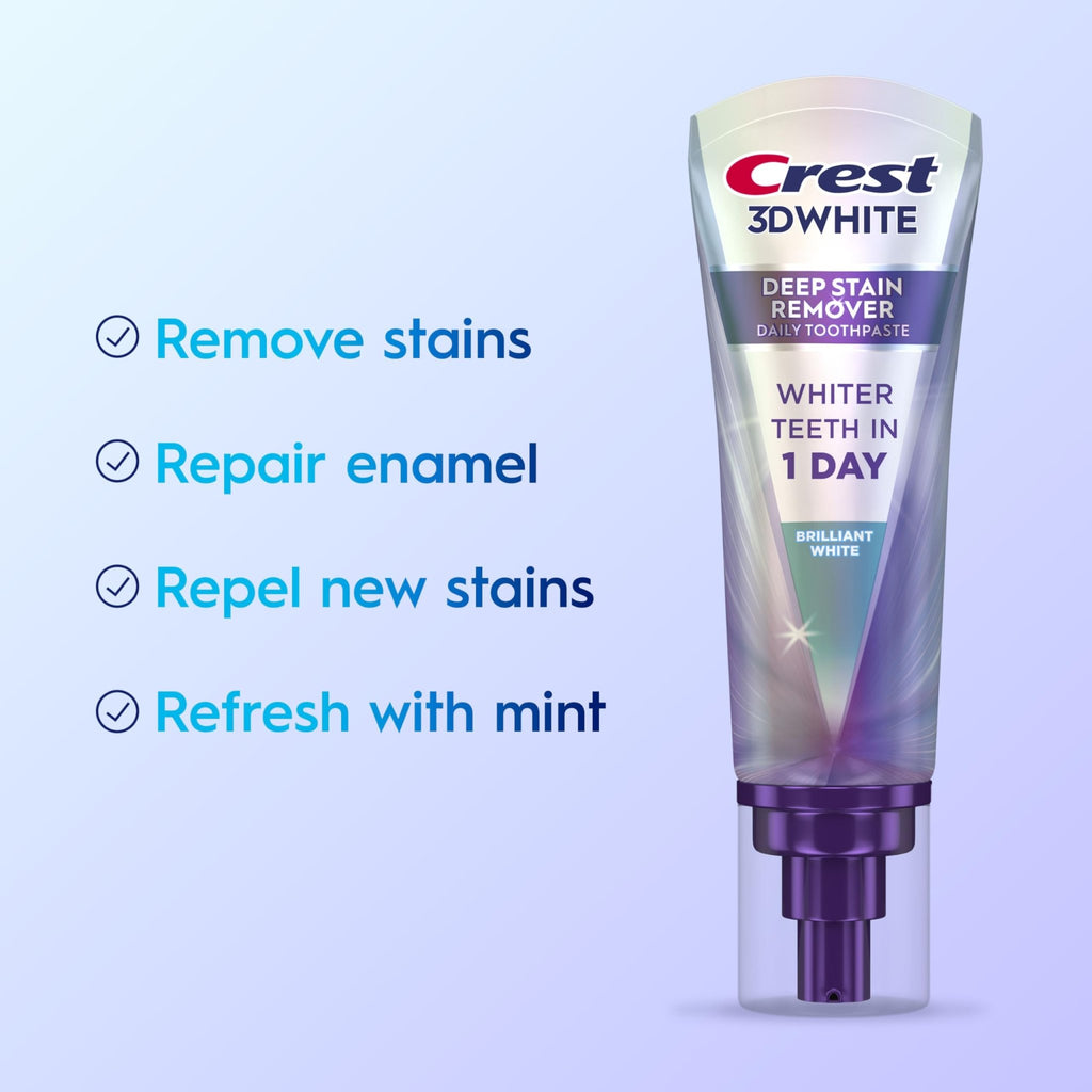 Crest 3DWhite Brilliance Deep Stain Remover Brilliant White Toothpaste - 3.1oz/2pk - TrustMedUSA