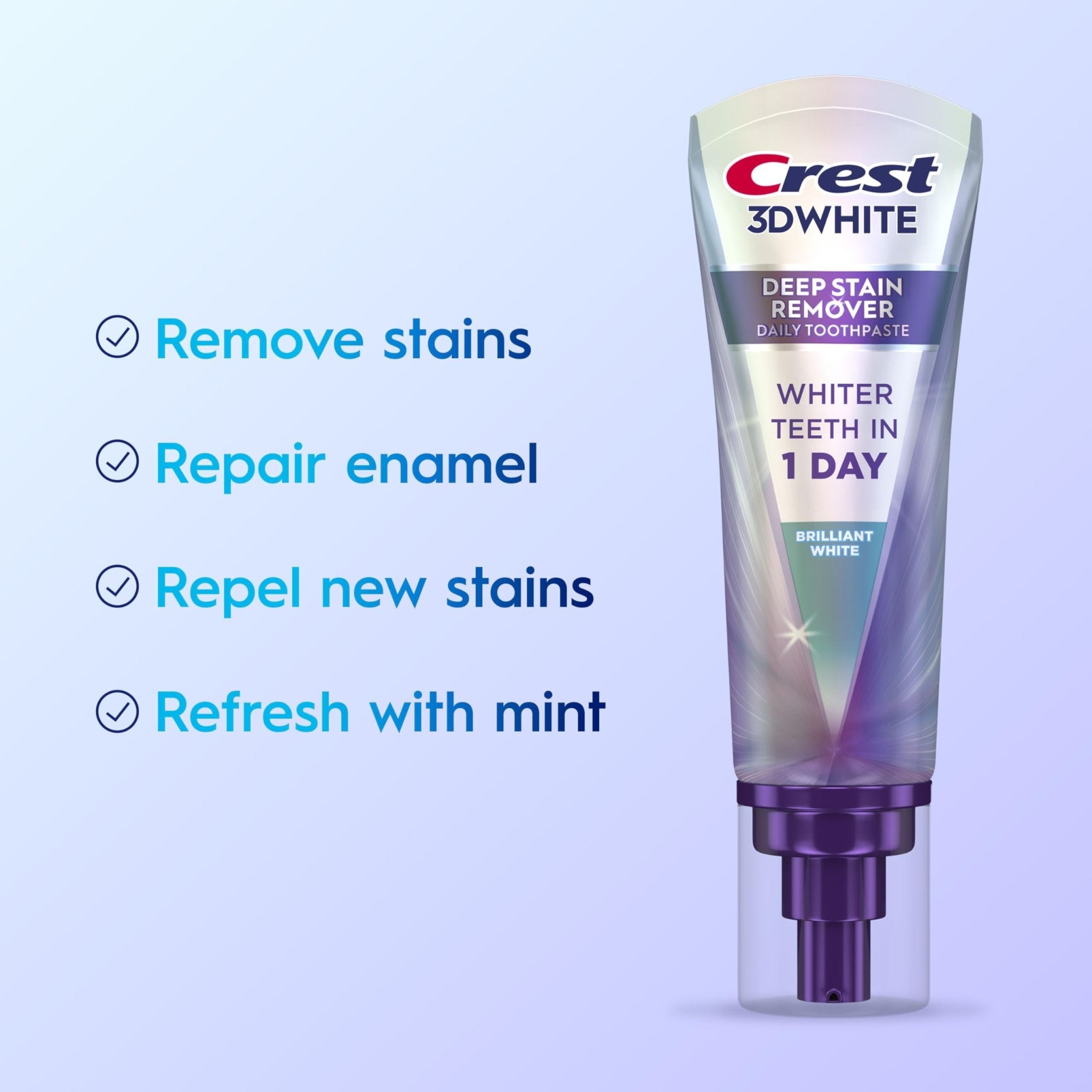 Crest 3DWhite Brilliance Deep Stain Remover Brilliant White Toothpaste - 3.1oz/2pk - TrustMedUSA