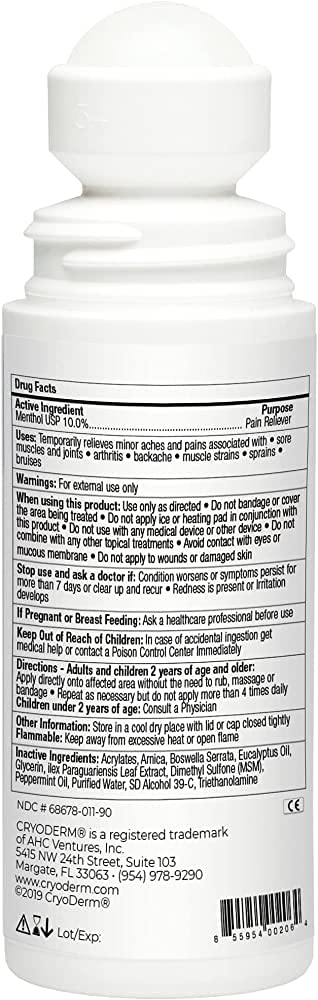 Cryoderm Cold Roll-on 3oz, 2.4 Lb - TrustMedUSA