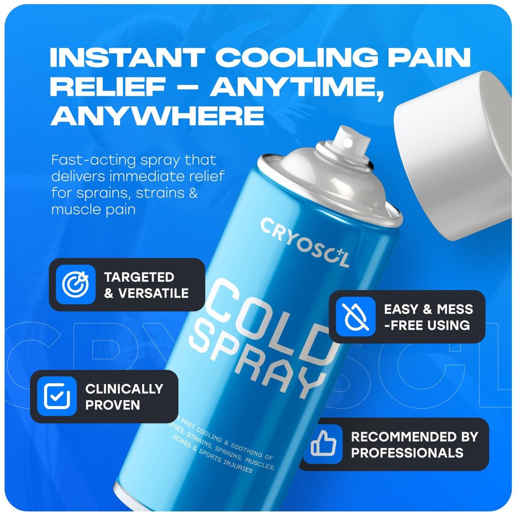 CRYOSOL Freeze Spray for Rapid Relief Anywhere - Pain Relief Spray for Sprains, Strains, Bruises, Aches and Sports Injuries - Cryotherapy for Instant Cooling Relief - 200ml / 6.76 fl oz - TrustMedUSA
