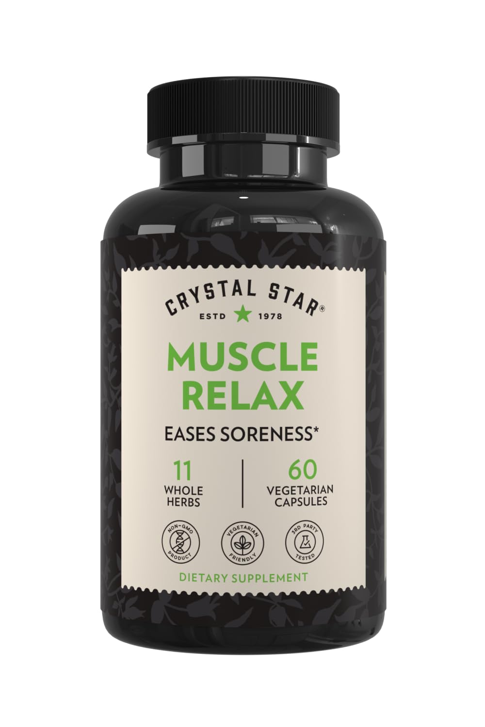 Crystal Star Muscle Relax (60 Capsules) – Herbal Relief from Sore Muscles, Cramps & Spasms – Valerian Root, Jamaica Dogwood & Cramp Bark - Non-GMO - TrustMedUSA