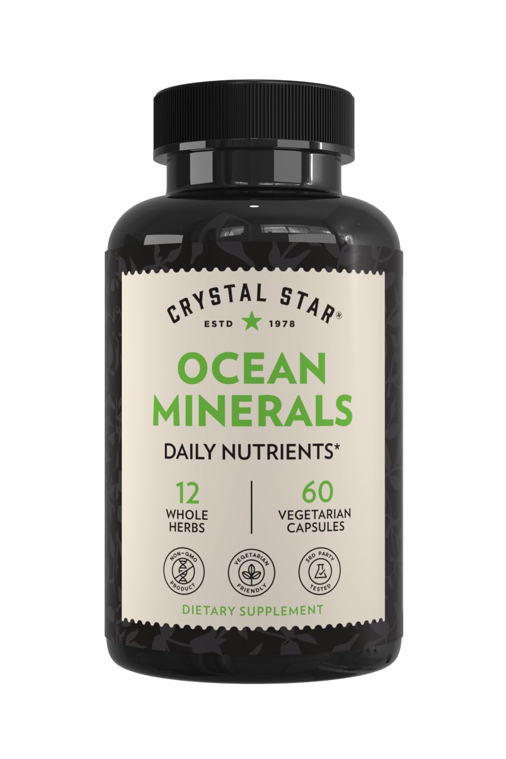 Crystal Star Ocean Minerals Supplement (60 Capsules) – Daily Herbal Supplement for Bone Health & Collagen – Sea Buckthorn, Spirulina & Organic Alfalfa - Non-GMO - TrustMedUSA