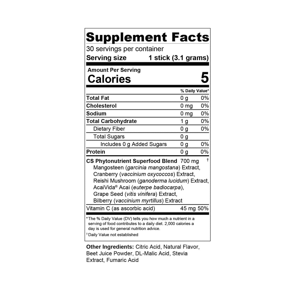 CS XanSense Immune System & Anti-oxidant Supplement- Mangosteen, Xanthones, & Vitamin C- Sugar Free Energy Drink Rich in Vitamins - TrustMedUSA