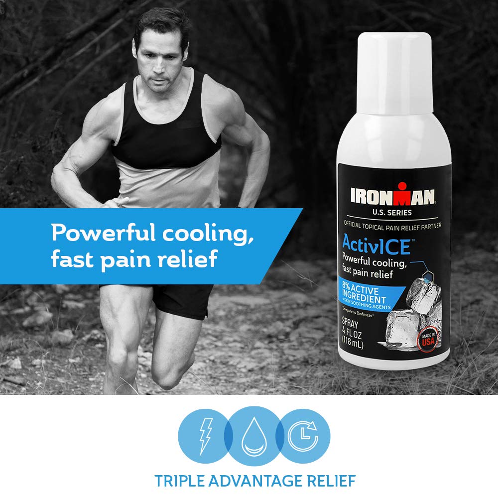 Curad IRONMAN ActivICE Cooling Spray, Topical Pain Relief for Arthritis, Joint, Muscle, Back & Body Aches & Pain, 4 oz (1 count) - TrustMedUSA