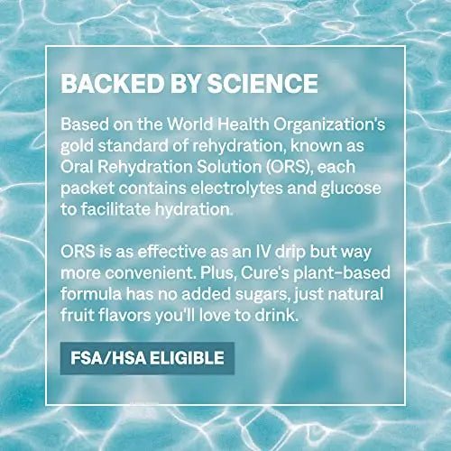Cure Hydrating Plant Based Electrolyte Mix | FSA & HSA Eligible | Powder for Dehydration - TrustMedUSA