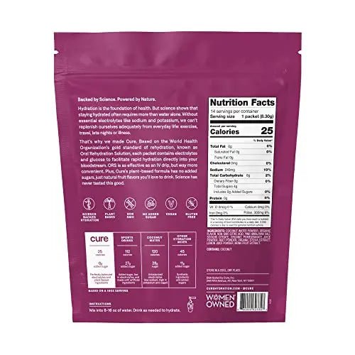 Cure Hydrating Plant Based Electrolyte Mix | FSA & HSA Eligible | Powder for Dehydration - TrustMedUSA