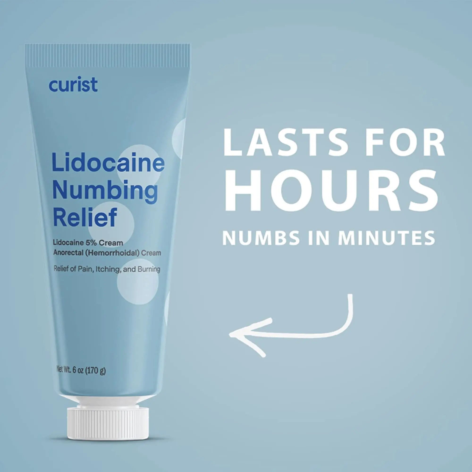 Curist 5% Lidocaine Cream Maximum OTC Strength Topical Pain Relief OTC - 12 oz (Pack of 2) XL Tube 5 Percent Lidocaine Numbing Cream to Numb Effectively (2 Pack - 6 oz Tube) - TrustMedUSA