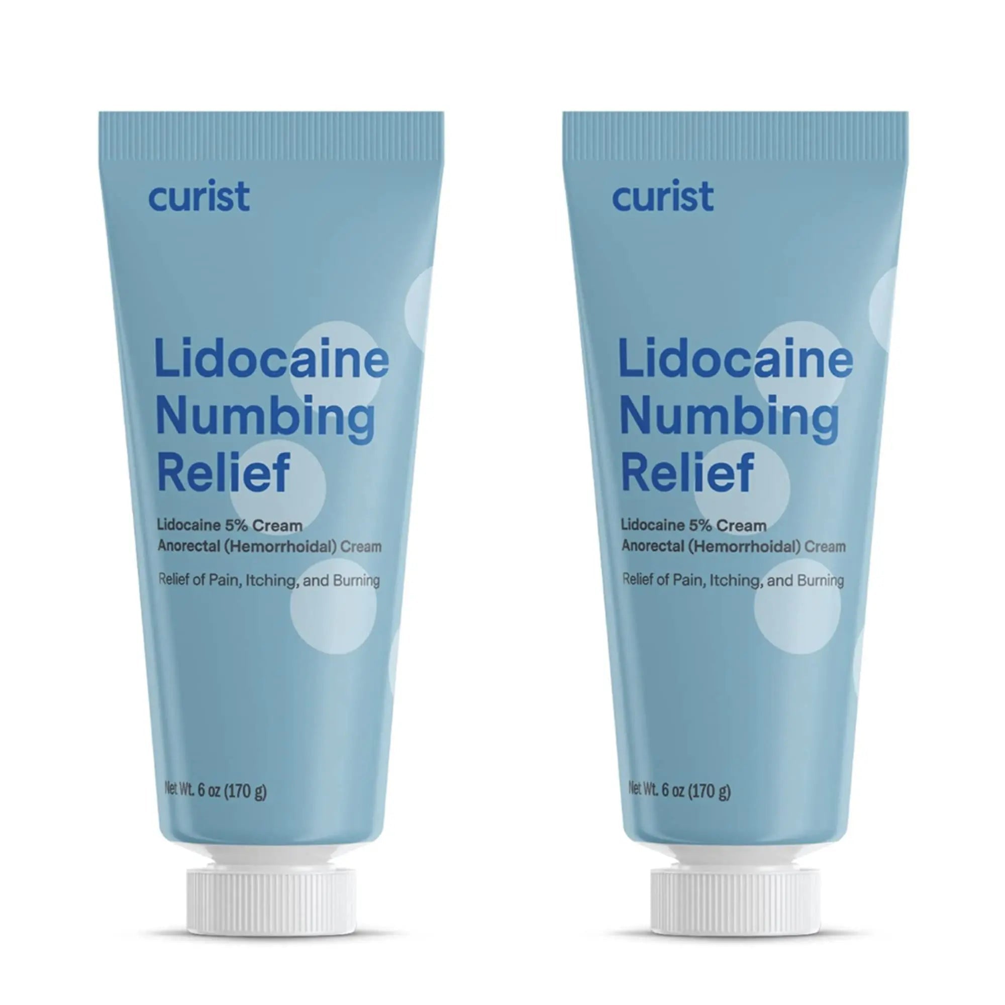 Curist 5% Lidocaine Cream Maximum OTC Strength Topical Pain Relief OTC - 12 oz (Pack of 2) XL Tube 5 Percent Lidocaine Numbing Cream to Numb Effectively (2 Pack - 6 oz Tube) - TrustMedUSA
