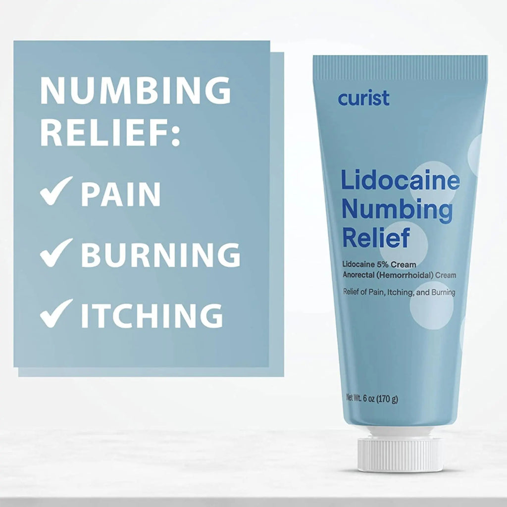 Curist 5% Lidocaine Cream Maximum OTC Strength Topical Pain Relief OTC - 12 oz (Pack of 2) XL Tube 5 Percent Lidocaine Numbing Cream to Numb Effectively (2 Pack - 6 oz Tube) - TrustMedUSA
