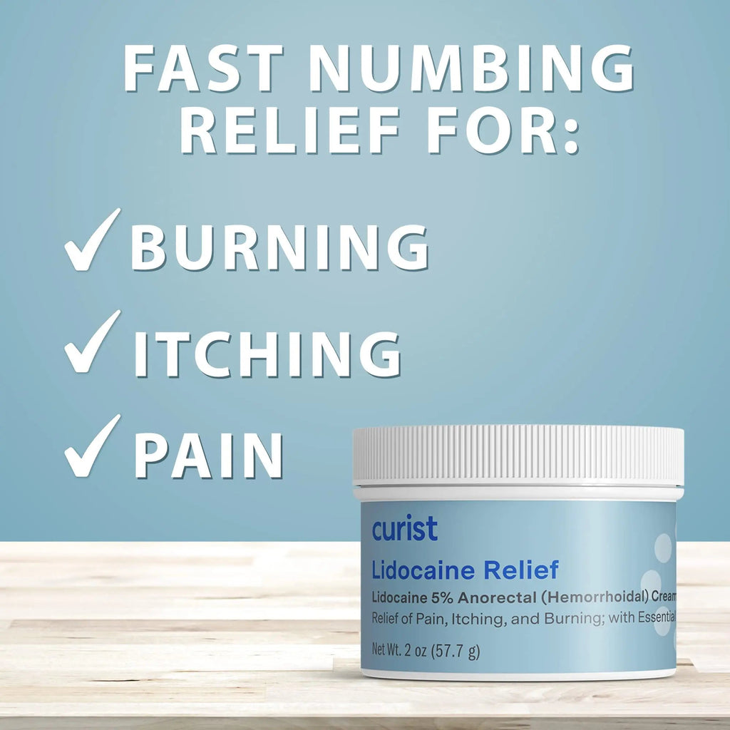 Curist 5% Lidocaine Cream Pain Relief - Numb Quickly & Effectively with 5% Lidocaine Numbing Cream for Anorectal Use - (1 Pack - 2 oz Jar) - TrustMedUSA