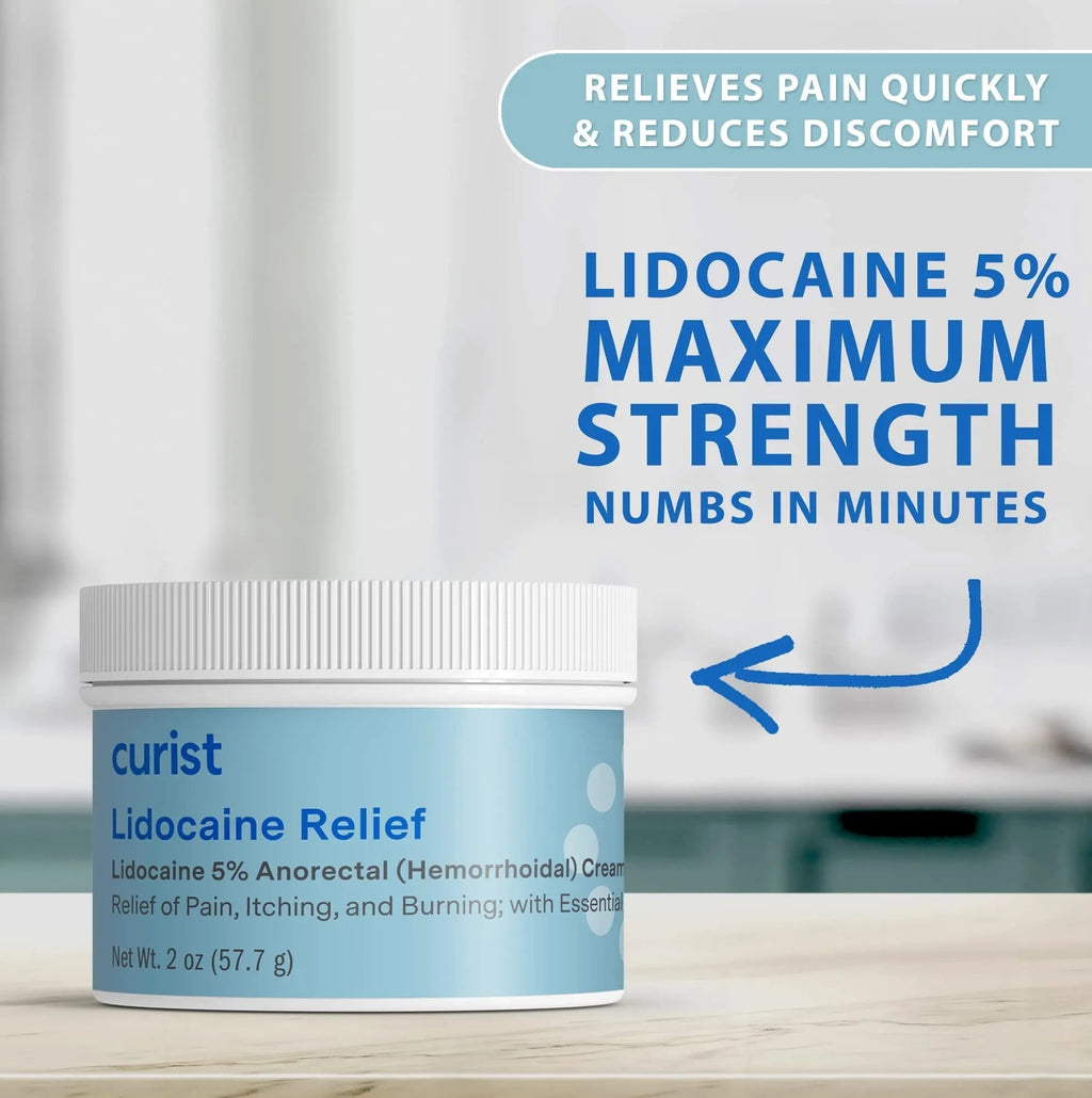 Curist 5% Lidocaine Cream Pain Relief - Numb Quickly & Effectively with 5% Lidocaine Numbing Cream for Anorectal Use - (1 Pack - 2 oz Jar) - TrustMedUSA
