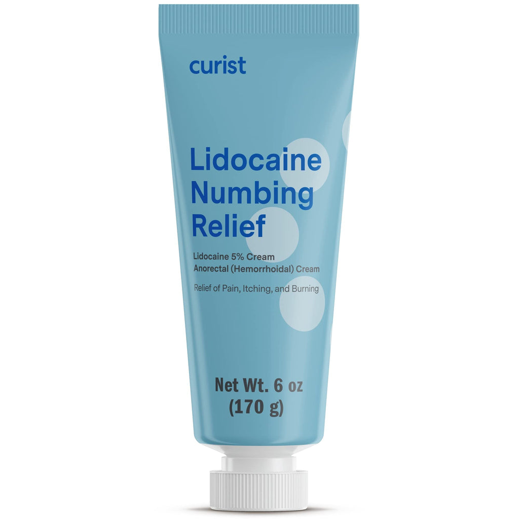Curist 5% Lidocaine Numbing Cream - 6 oz (170 g) XL Tube - Soothing Numbing Cream for Temporary Discomfort, Itching, and Burning from Hemorrhoids Lidocaine 5% (1 Pack - 6 oz Tube) - Maple Wellness Supplements