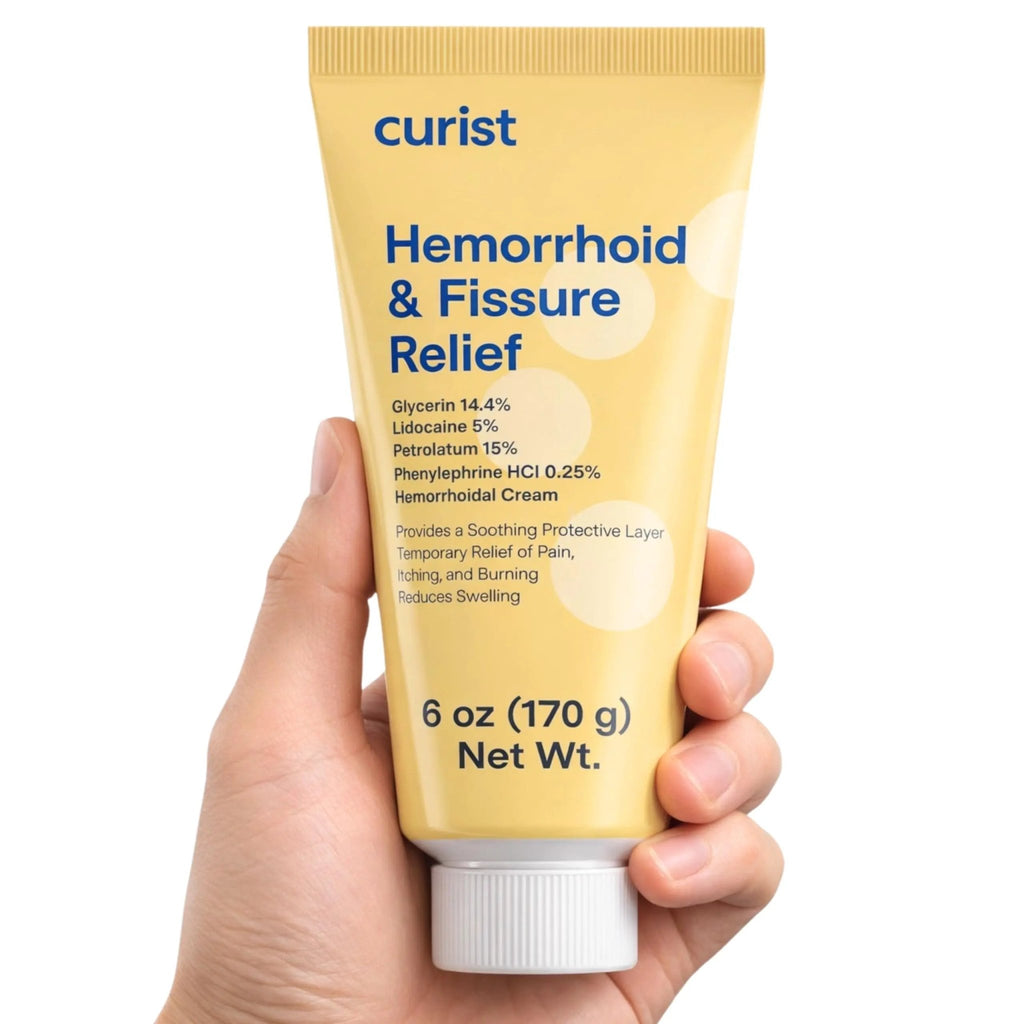 Curist Fissure and Hemorrhoid Cream with Lidocaine 5% and Phenylephrine HCl - Numbing Anal Fissure Cream Temporarily Shrinks Hemorrhoids - Reduces Itching, Swelling, & Burning - Huge Tube - 6oz - TrustMedUSA
