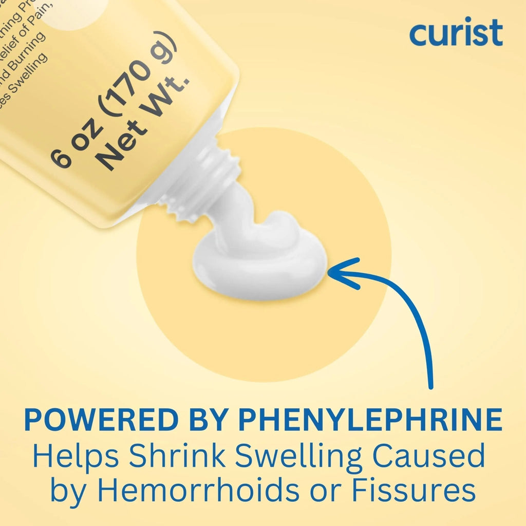 Curist Fissure and Hemorrhoid Cream with Lidocaine 5% and Phenylephrine HCl - Numbing Anal Fissure Cream Temporarily Shrinks Hemorrhoids - Reduces Itching, Swelling, & Burning - Huge Tube - 6oz - TrustMedUSA