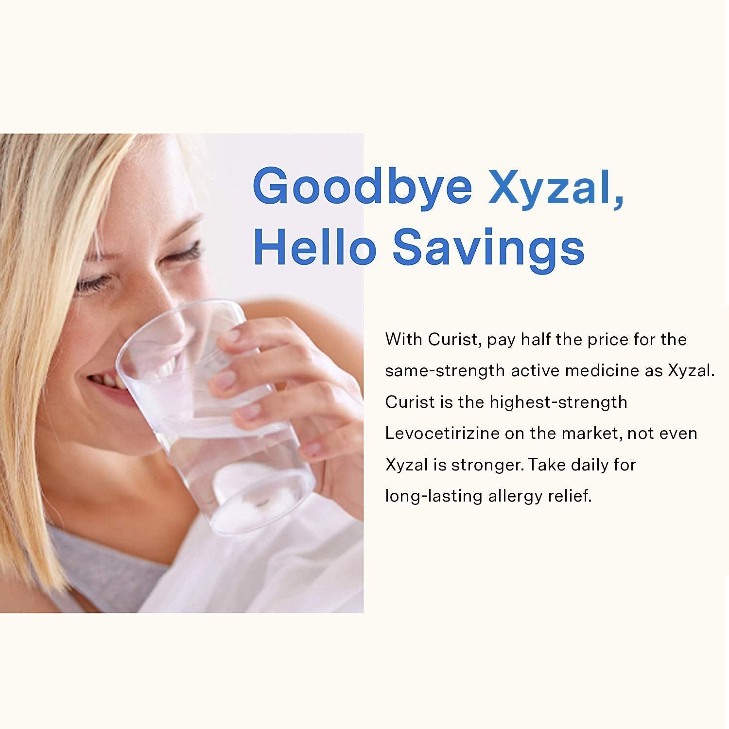 Curist - Generic Xyzal Levocetirizine 5 mg - (90 Tablets) - Allergy Pills, 24 Hour Allergy Relief - Allergy Medicine - Maple Wellness Supplements