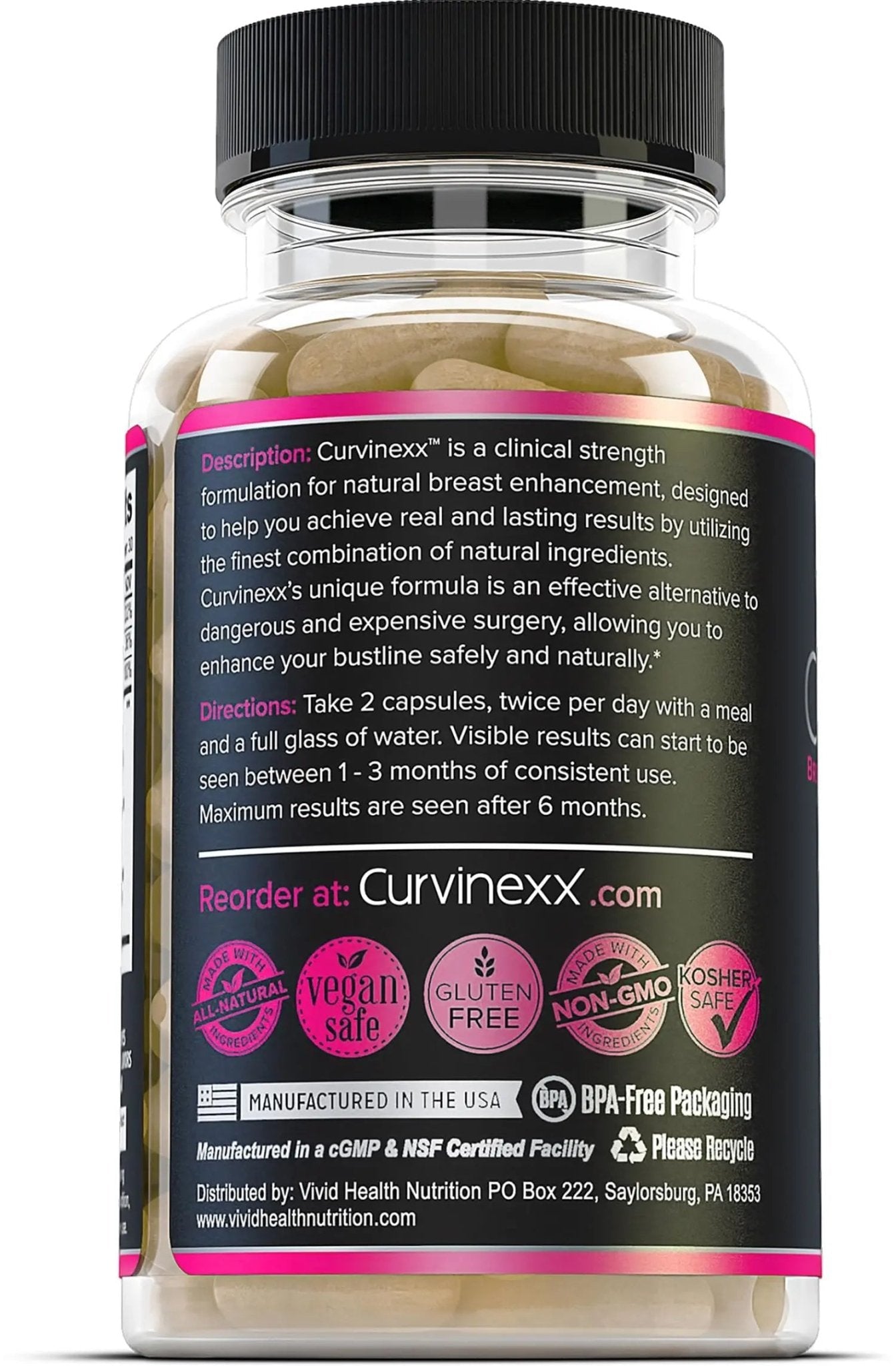 CURVINEXX (3 Bottles) - Natural Breast Toning and Firming Supplement. Lift, Firm and Enhance your Bust Naturally... - TrustMedUSA
