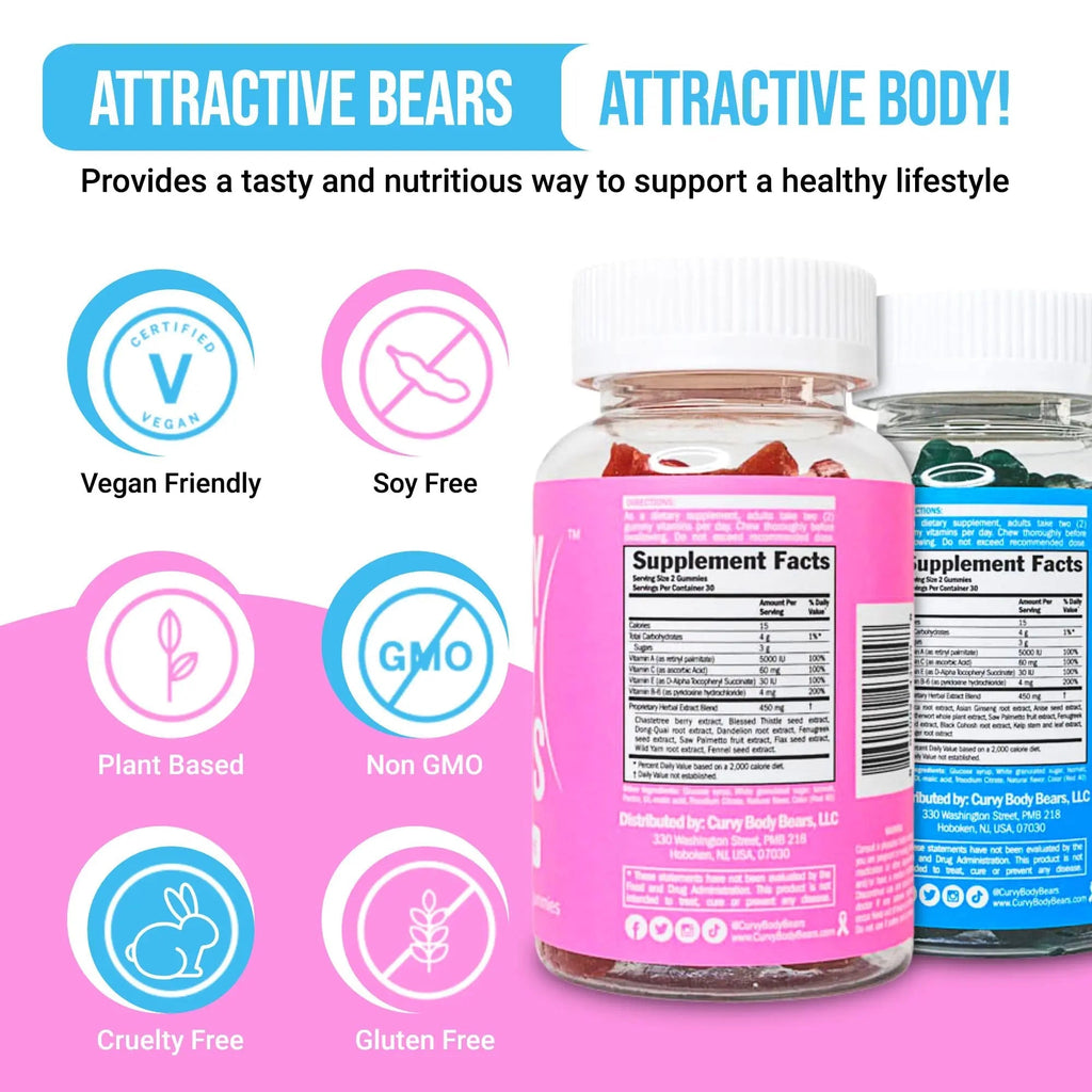 Curvy Body Bears Gummies Combo Pack - Chest and Bum Gummies - Workout Aid - TrustMedUSA