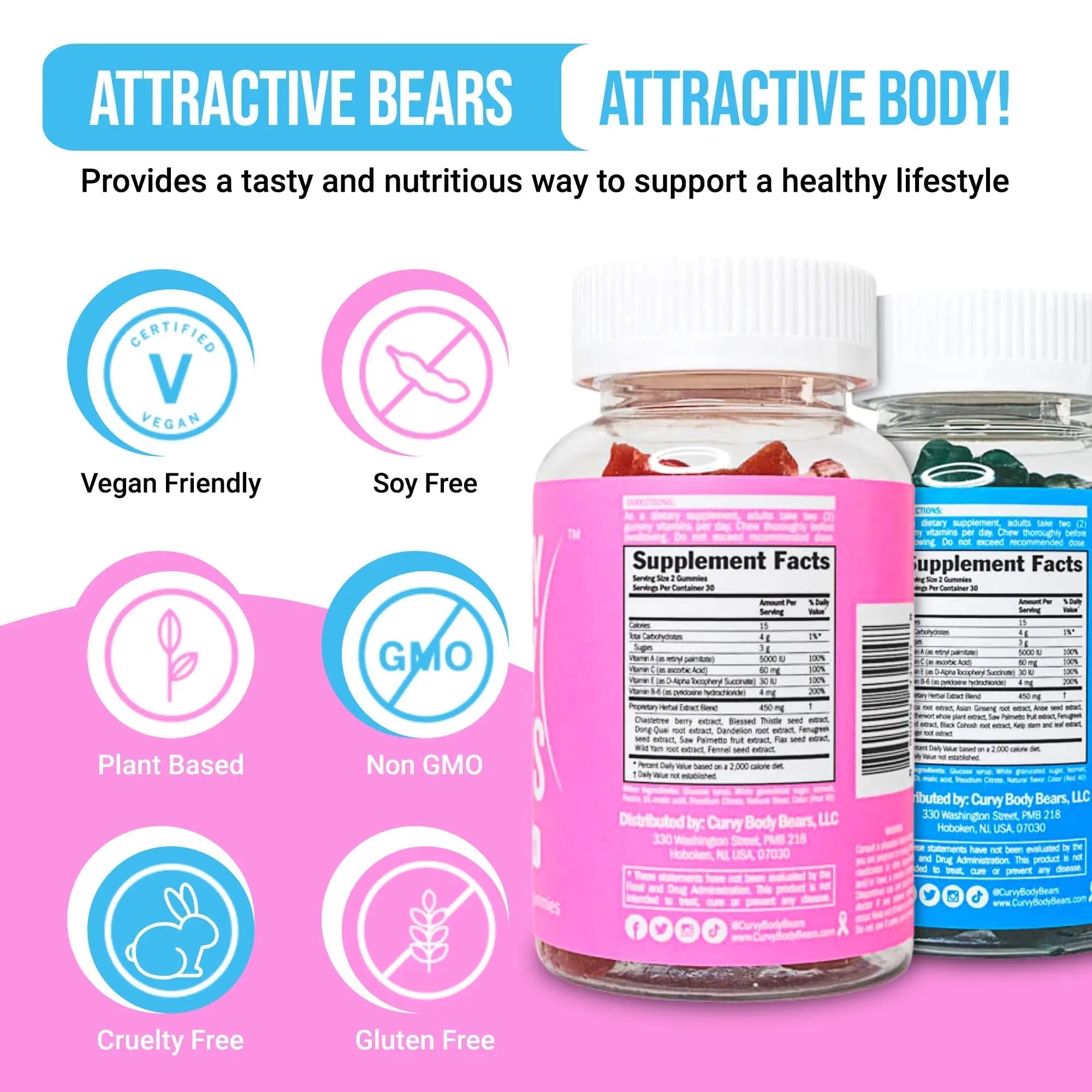 Curvy Body Bears Gummies Combo Pack - Chest and Bum Gummies - Workout Aid - TrustMedUSA