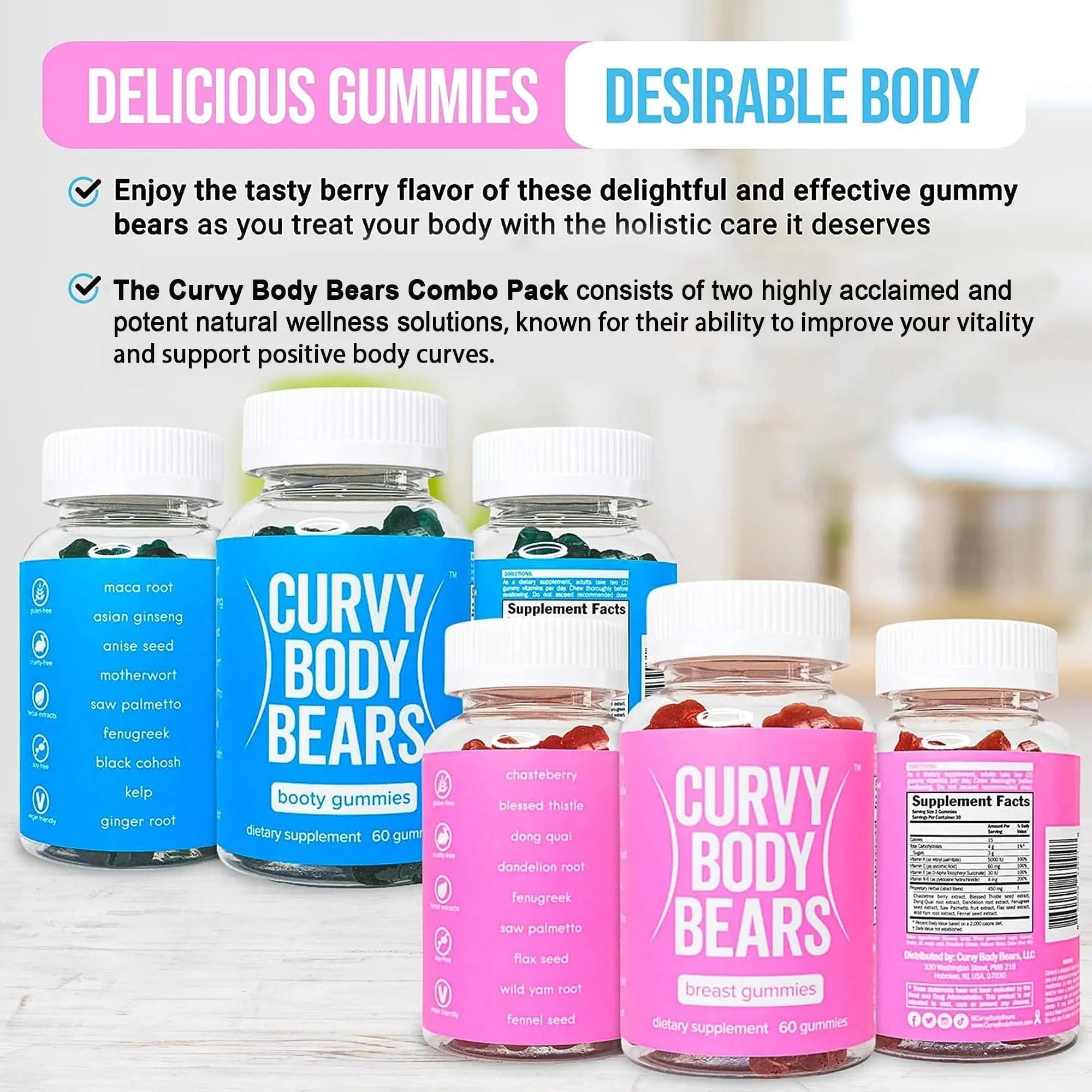 Curvy Body Bears Gummies Combo Pack - Chest and Bum Gummies - Workout Aid - TrustMedUSA