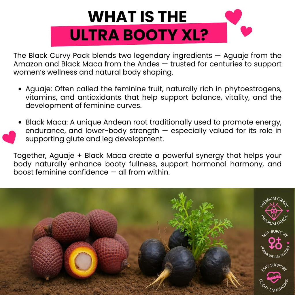 Curvy Fruit Maximum Booty Growth – Ultra Booty Powder with Aguaje + Black Maca – Glute Volume Supplement for Women - TrustMedUSA