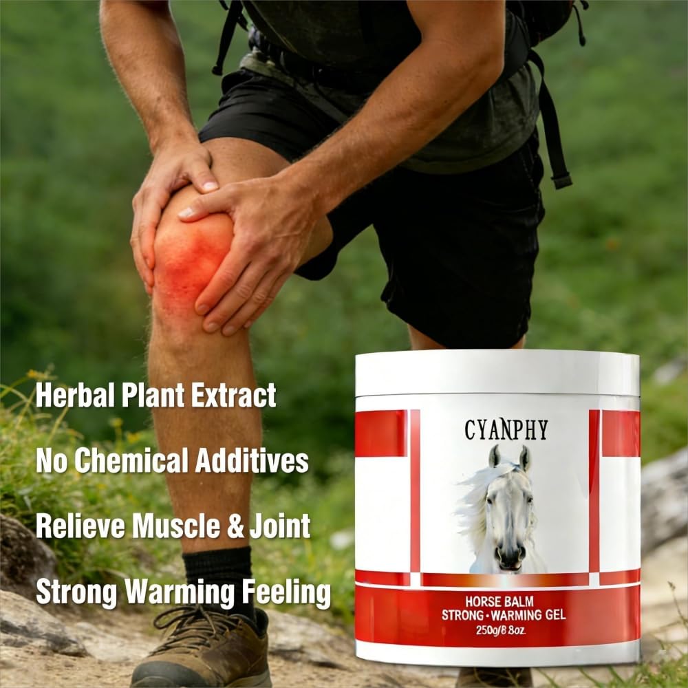 CYANPHY 250g Unisex Adult Extra Strong Horse Balm Joint Massage Cream with Fresh Scent for Muscle & Joint Massage Body for Warming Massage Gel for Hands, Feet, Legs, Knees, Waist for People - TrustMedUSA