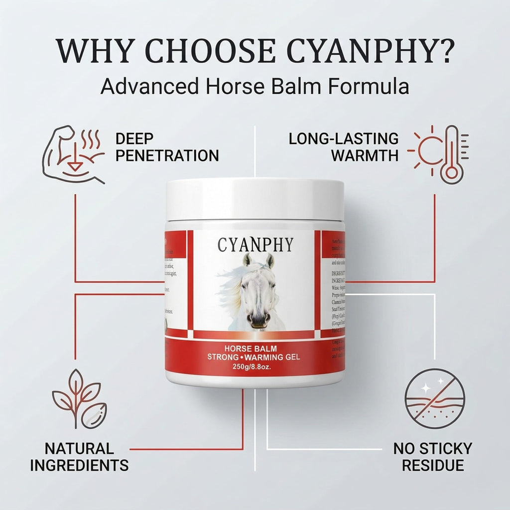 CYANPHY 250g Unisex Adult Extra Strong Horse Balm Joint Massage Cream with Fresh Scent for Muscle & Joint Massage Body for Warming Massage Gel for Hands, Feet, Legs, Knees, Waist for People - TrustMedUSA