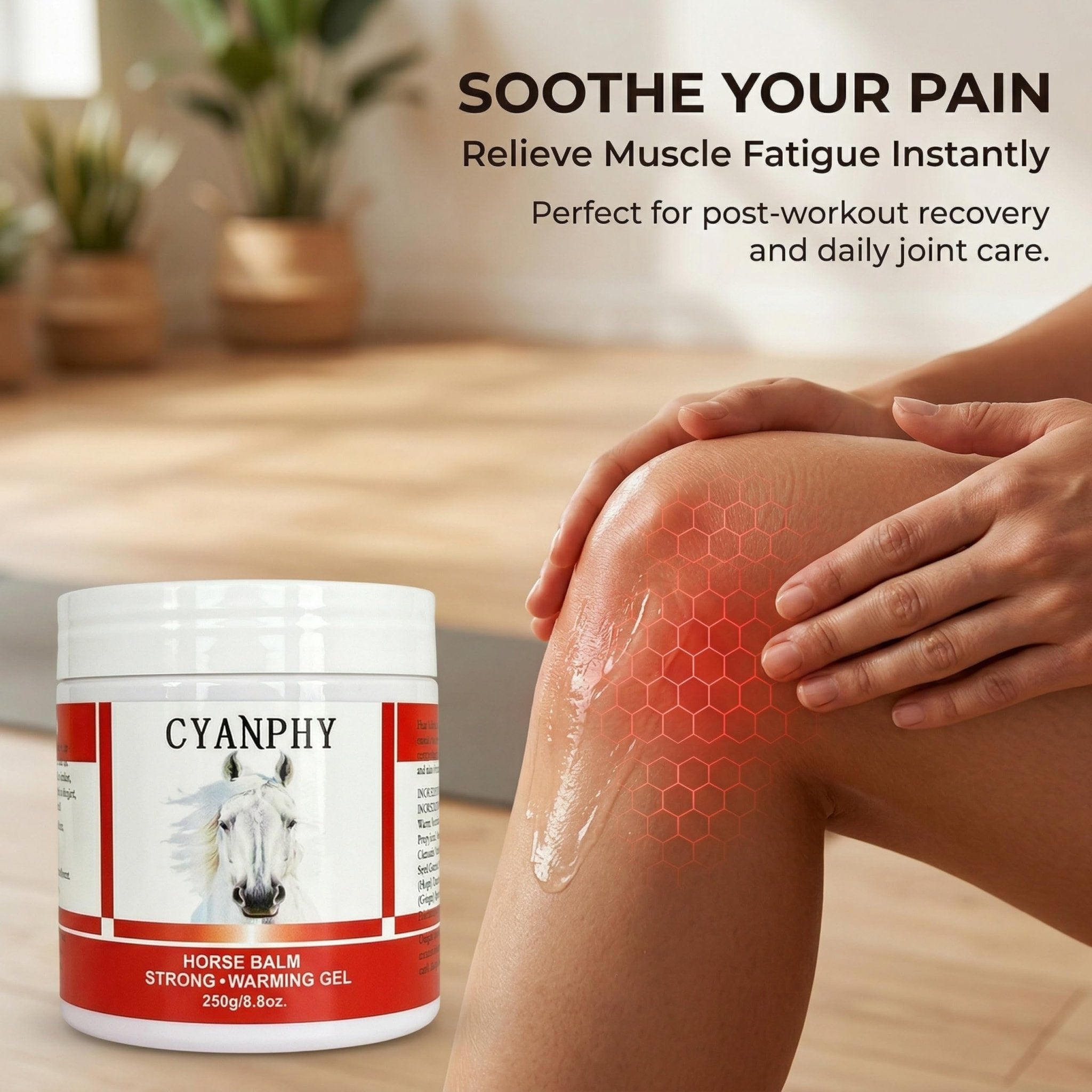 CYANPHY 250g Unisex Adult Extra Strong Horse Balm Joint Massage Cream with Fresh Scent for Muscle & Joint Massage Body for Warming Massage Gel for Hands, Feet, Legs, Knees, Waist for People - TrustMedUSA