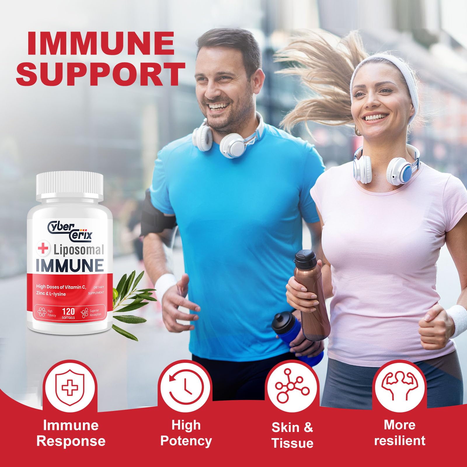 CyberCerix Advanced Liposomal Immune Supplement, Complex with L-Lysine 1,500mg, Vitamins, Minerals & Herbal Extracts, Comprehensive Daily Wellness Blend for Men & Women - 120 Capsules - TrustMedUSA