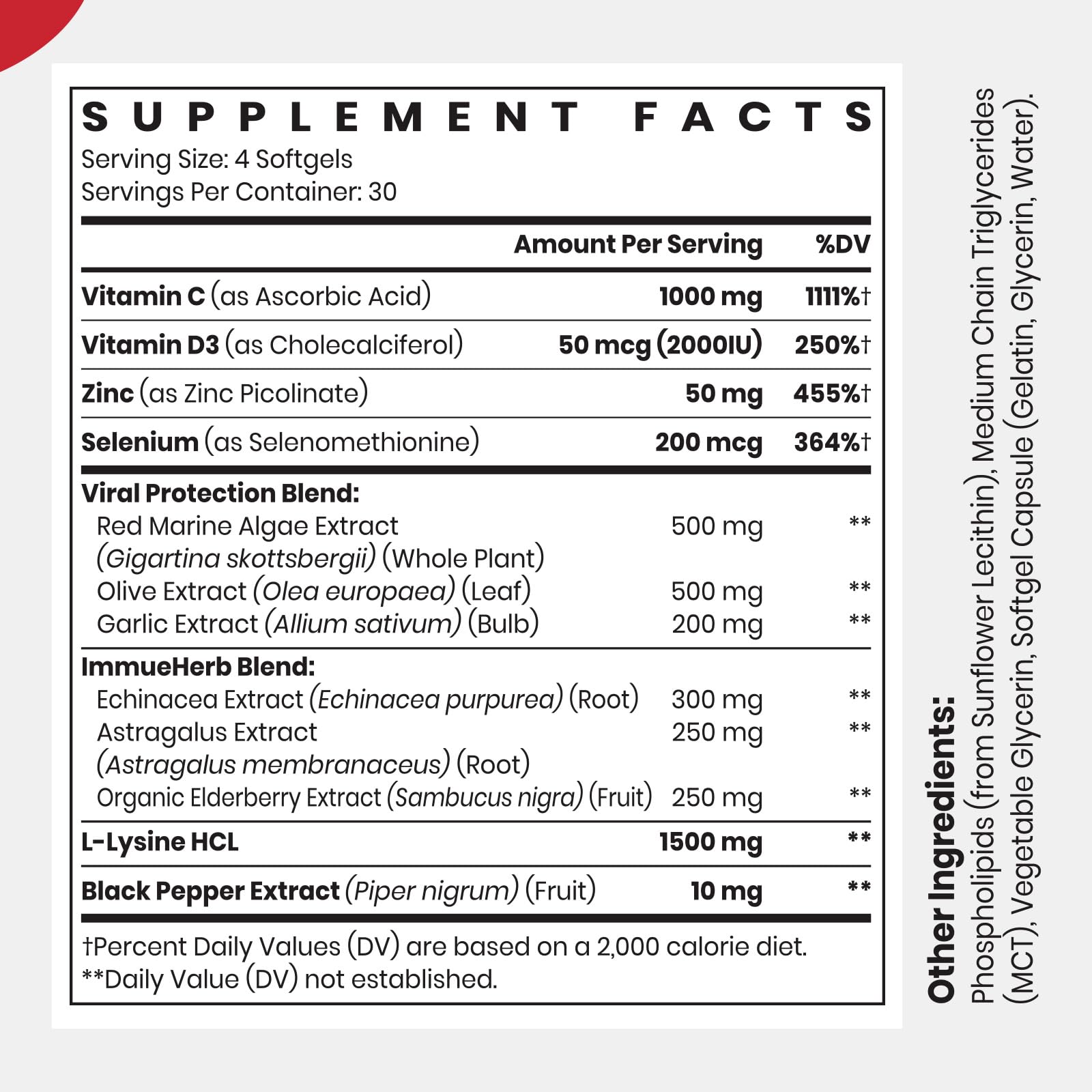 CyberCerix Advanced Liposomal Immune Supplement, Complex with L-Lysine 1,500mg, Vitamins, Minerals & Herbal Extracts, Comprehensive Daily Wellness Blend for Men & Women - 120 Capsules - TrustMedUSA