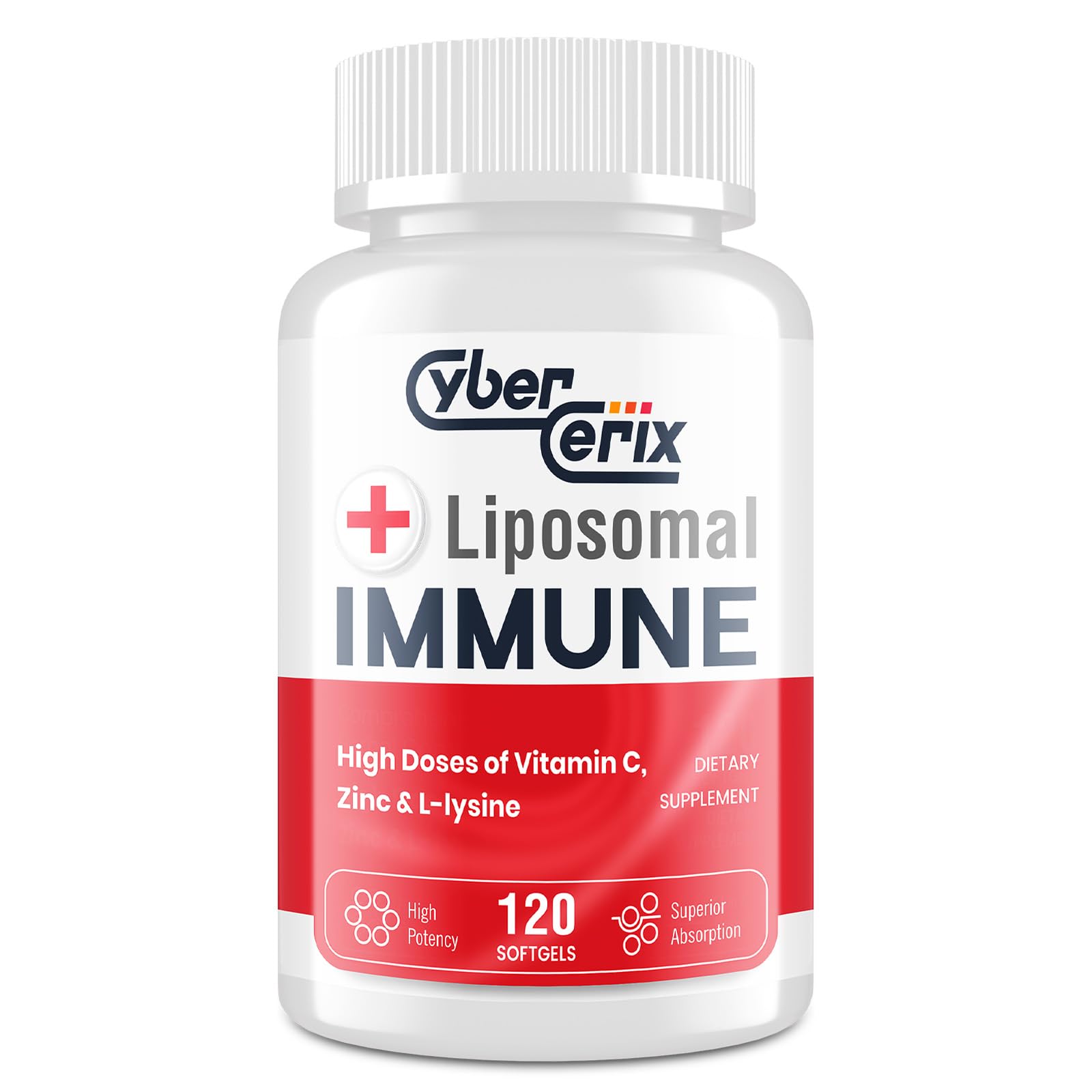 CyberCerix Advanced Liposomal Immune Supplement, Complex with L-Lysine 1,500mg, Vitamins, Minerals & Herbal Extracts, Comprehensive Daily Wellness Blend for Men & Women - 120 Capsules - TrustMedUSA
