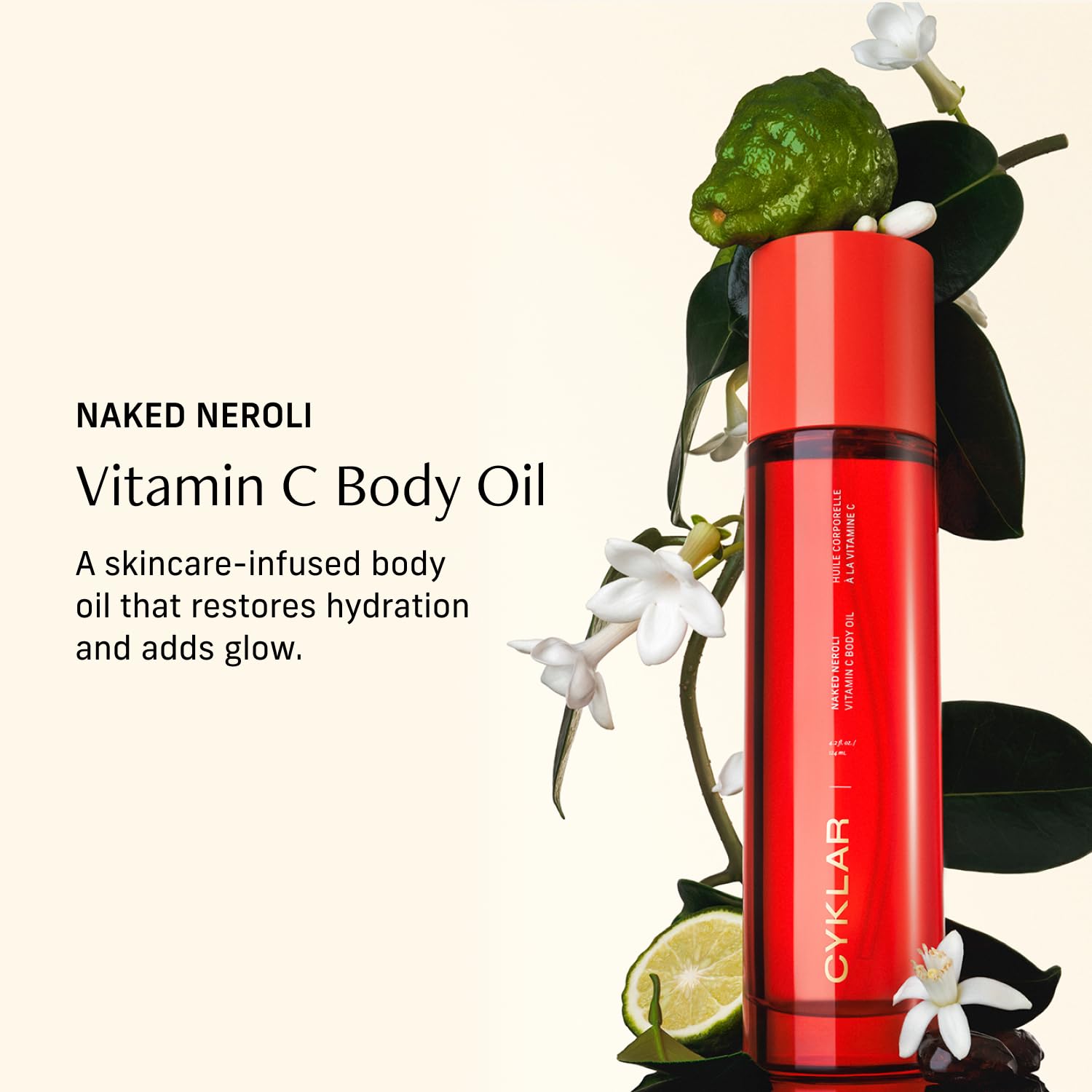 CYKLAR Vitamin C Body Oil for Women and Men. Moisturizing Naked Neroli Scented Body Serum for Glowing Skin. Nourishing, Hydrating After-Shower and Bath Skin Care Moisturizer, 4.2 Fl Oz - TrustMedUSA