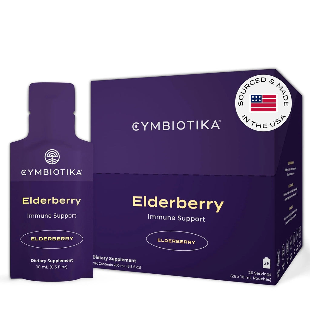 CYMBIOTIKA Adults Elderberry Boost Supplement – Organic Elderberry with Vitamin E for Immune Support – Gluten-Free, Vegan, Keto (Pack of 26) - TrustMedUSA