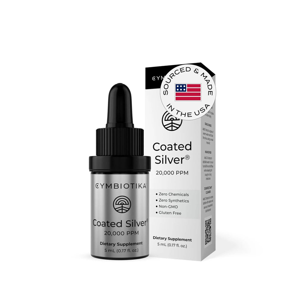 CYMBIOTIKA Colloidal Silver Liquid Supplement with Coated Silver, 20,000 PPM Mineral Concentrate, Immune Support Supplement for Adults, Easy to Use, 5 ml - TrustMedUSA