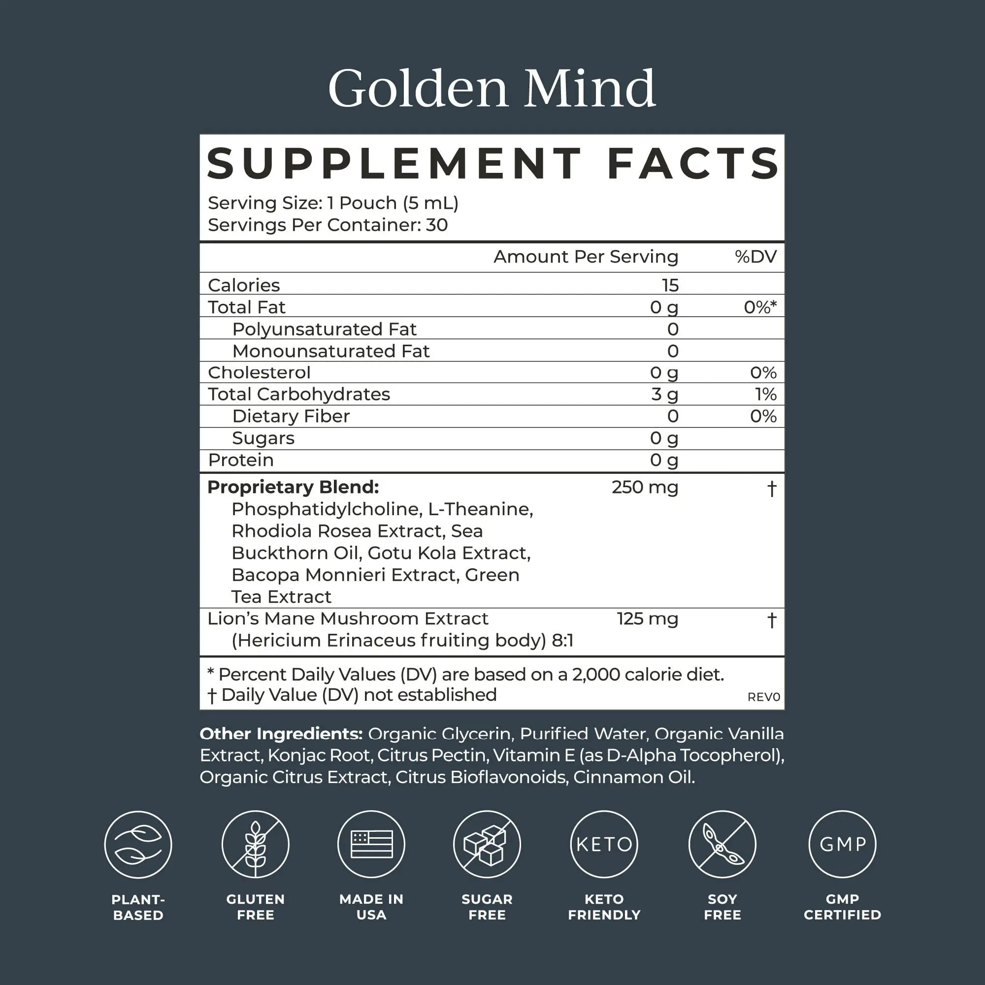CYMBIOTIKA Golden Mind Nootropic - Boosts Focus, Memory, Alertness, Supports Nervous System with Bacopa, Green Tea, Lion’s Mane, L-Theanine, Rhodiola | 30 Pouches - TrustMedUSA