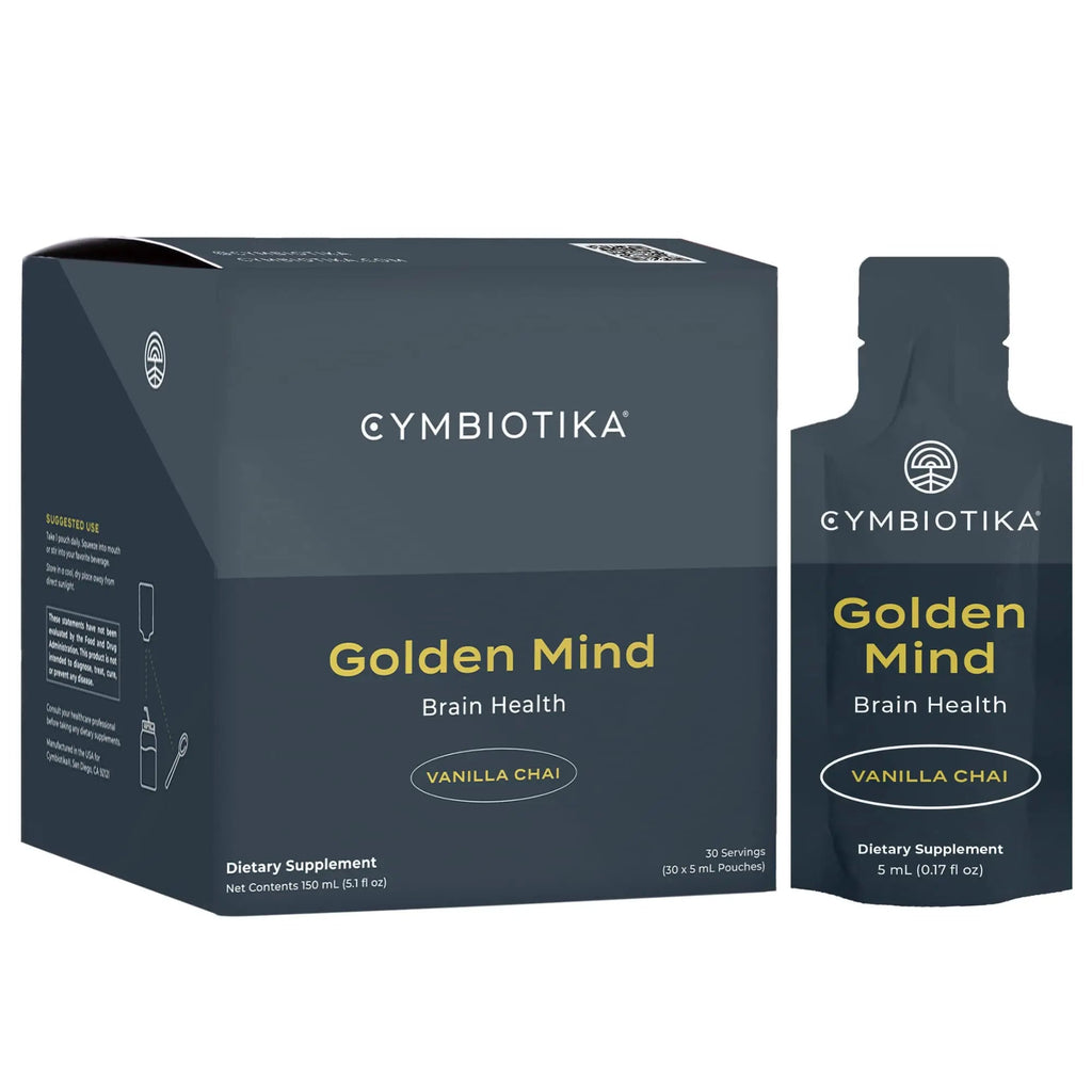 CYMBIOTIKA Golden Mind Nootropic - Boosts Focus, Memory, Alertness, Supports Nervous System with Bacopa, Green Tea, Lion’s Mane, L-Theanine, Rhodiola | 30 Pouches - TrustMedUSA