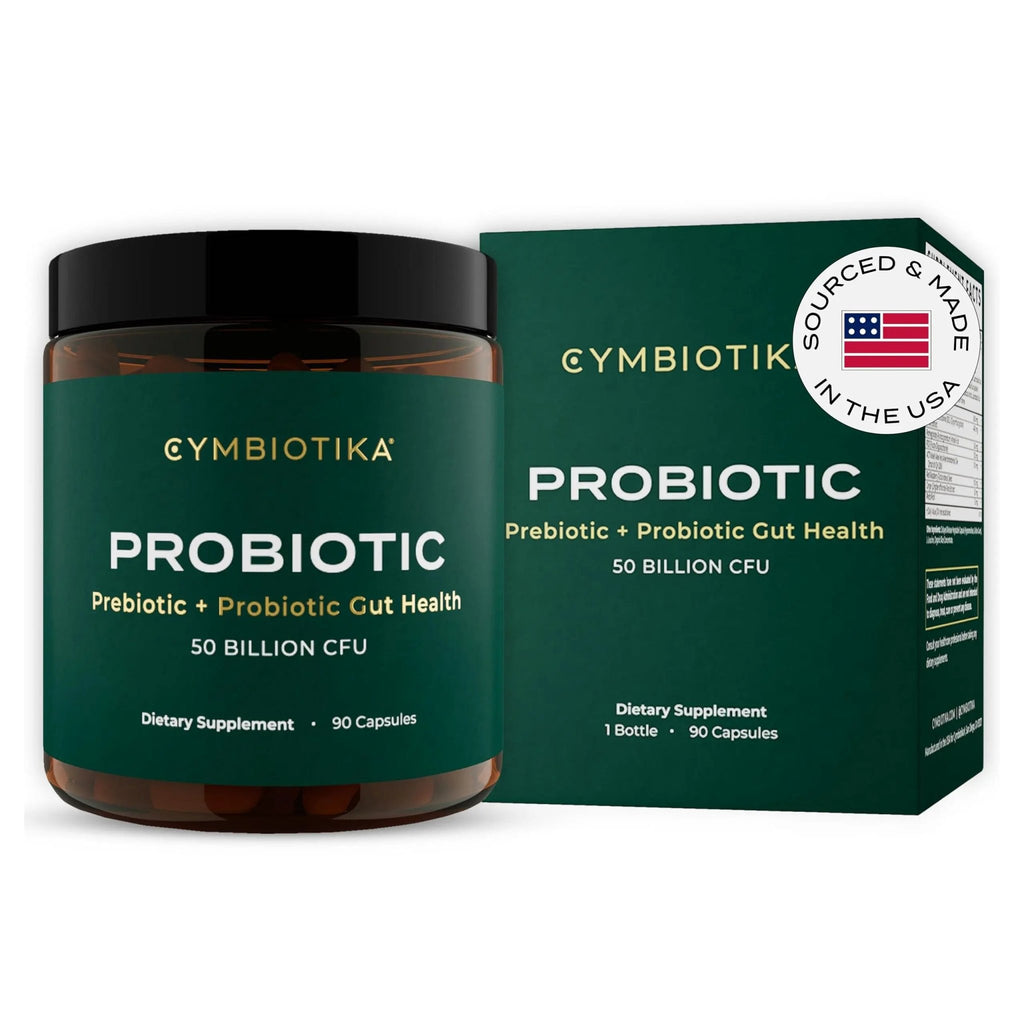 CYMBIOTIKA Probiotic + Prebiotic, 60 Billion CFU - 19 Strains, Gut Health Supplement for Women & Men, Immune Support, Digestive Health, & Gut Balance, 90 Capsules, 1 Month Supply, Made in USA - TrustMedUSA